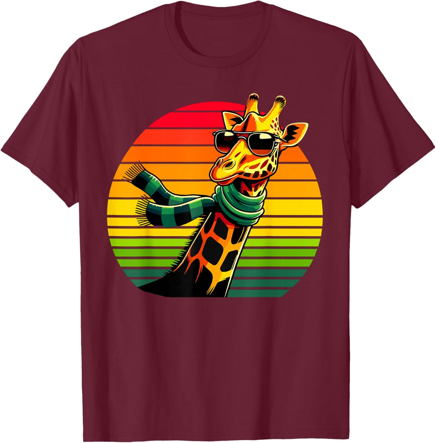 Giraffe Vintage Animal Sunglasses Giraffe T-Shirt - T-Shirt | Maroon