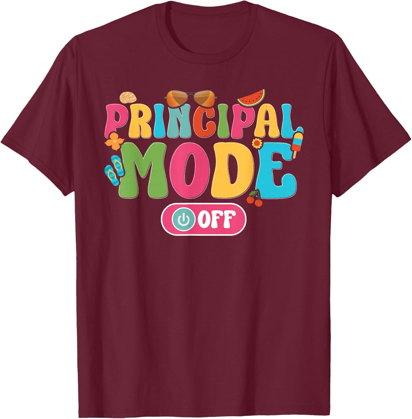 Principal Last Day of School Principal Groovy Summer Break T-Shirt - T-Shirt | Maroon