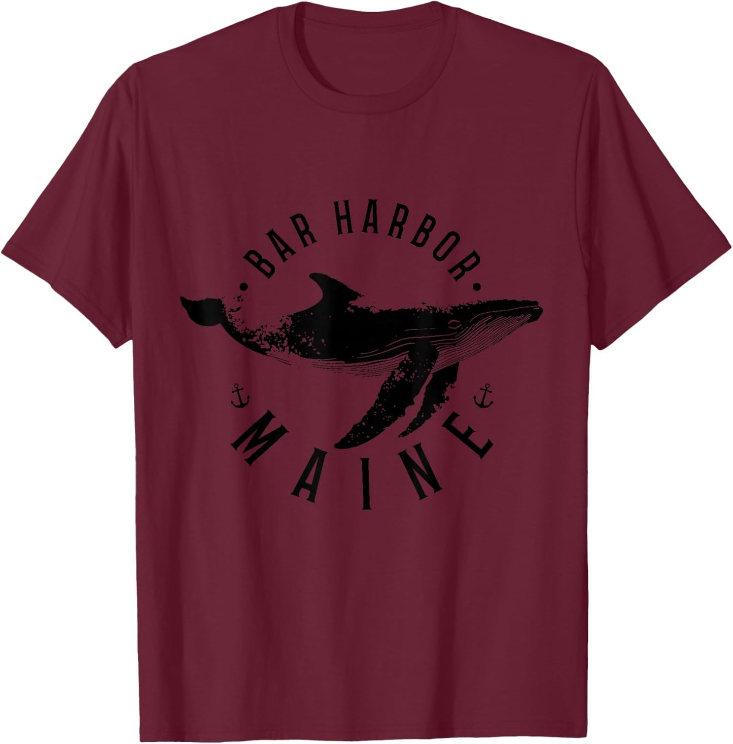 Bar Harbor Maine Souvenir Whale Ocean Nautical T-Shirt - T-Shirt | Maroon