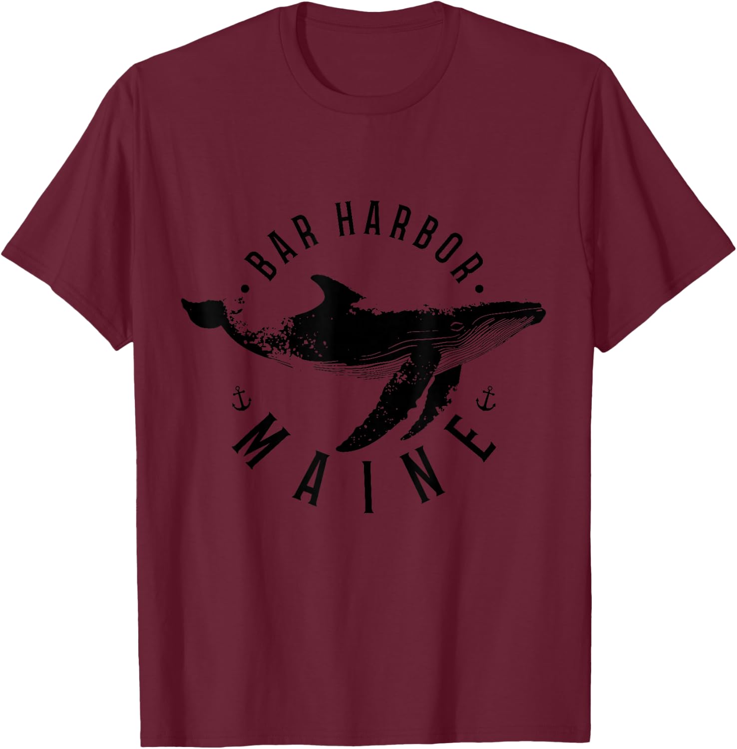 Bar Harbor Maine Souvenir Whale Ocean Nautical T-Shirt - T-Shirt | Maroon