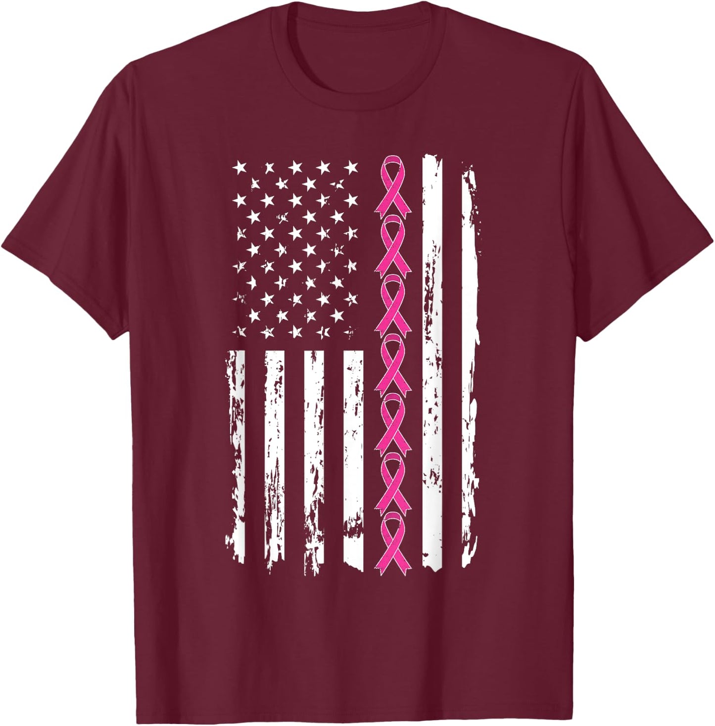 Pink Ribbon Shirt Women Men Breast Cancer Awareness T-Shirt - T-Shirt | Maroon