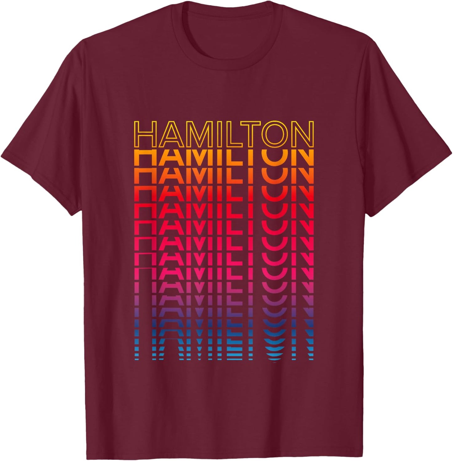 Colourful Retro City Nostalgic Hamilton , black T-Shirt - T-Shirt | Maroon