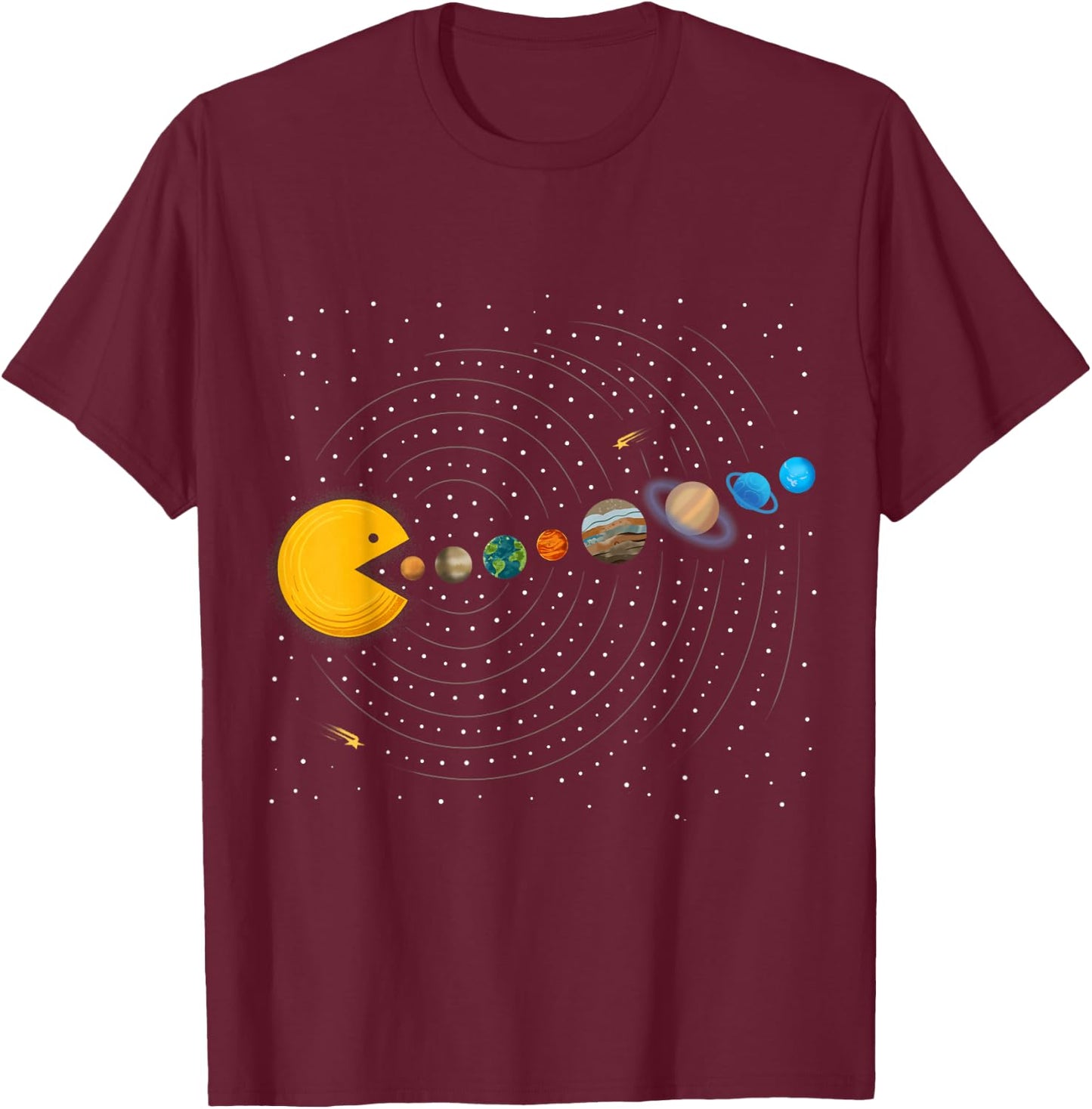 Solar System Video Game Funny Graphic Planet Astronaut T-Shirt - T-Shirt | Maroon
