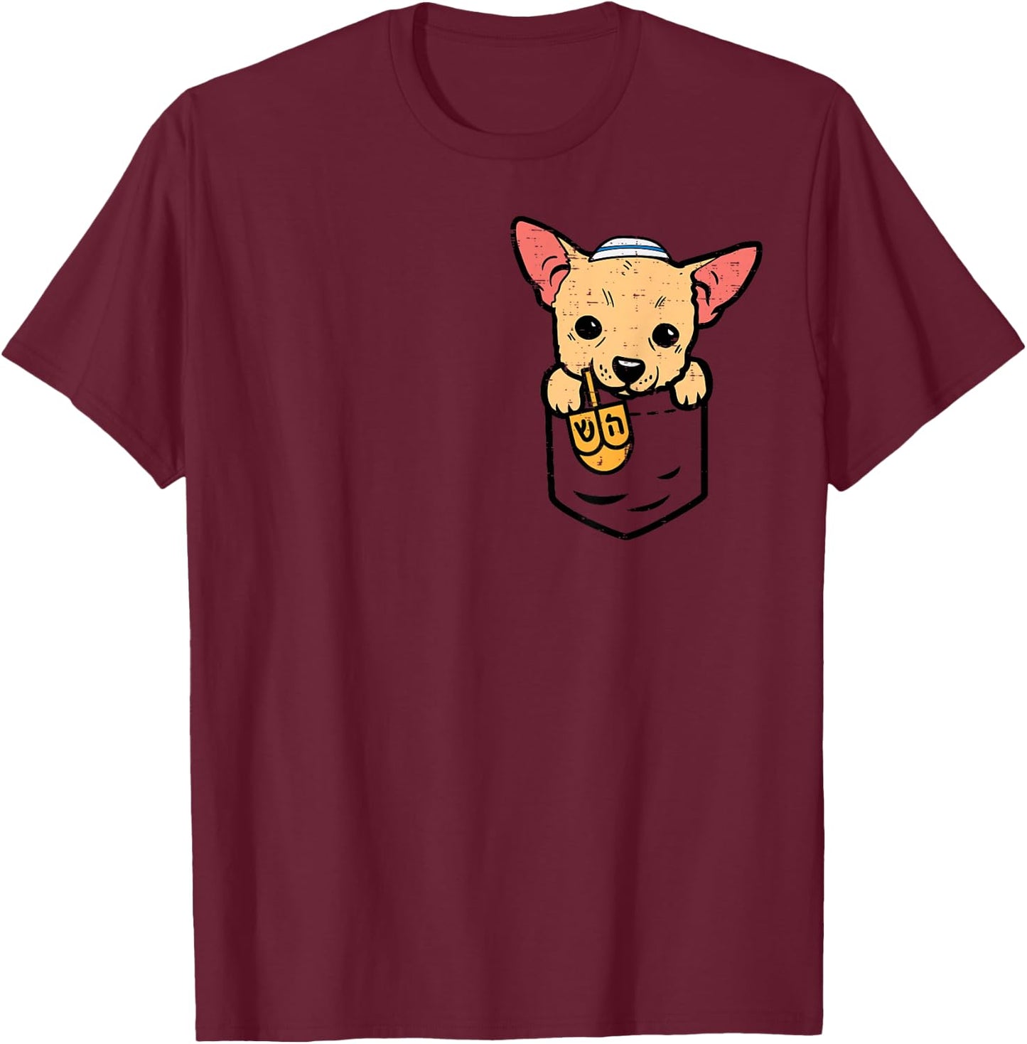 Pocket Dog Chihuahua Chiwawa Hanukkah Pajamas Chanukah PJs T-Shirt - T-Shirt | Maroon