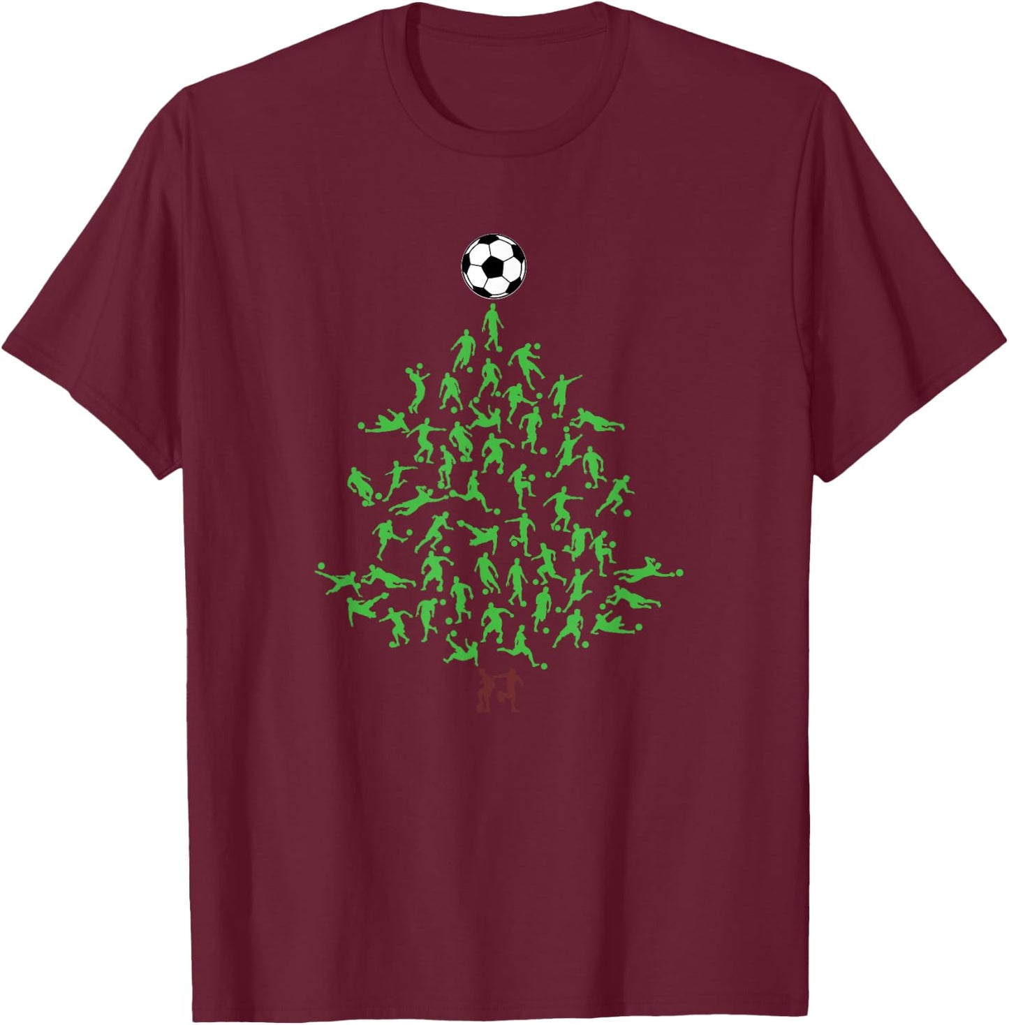 Soccer Player Christmas Tree Xmas T-Shirt - T-Shirt | Maroon
