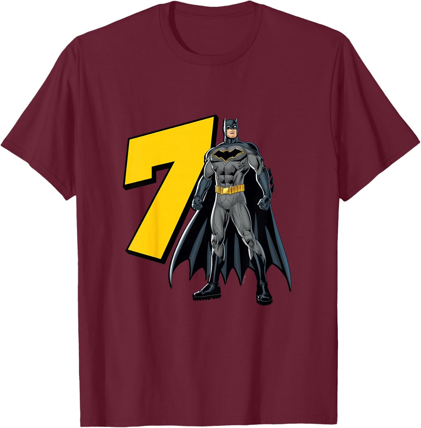 Kids Batman Super Hero 7th Birthday T-Shirt - T-Shirt | Maroon