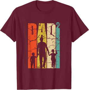Dad 2 Son Dad Top 2 Double Dad Twins Dad T-Shirt - T-Shirt | Maroon