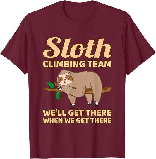 Sloth Climbing Team T-Shirt - T-Shirt | Maroon