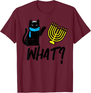 Hanukkah Cat What Funny Chanukah Jewish Women Girls Kids T-Shirt - T-Shirt | Maroon