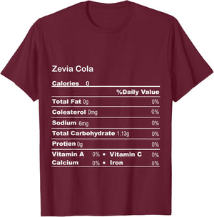 Funny Zevia Cola Thanksgiving Nutritional Fact T-Shirt - T-Shirt | Maroon