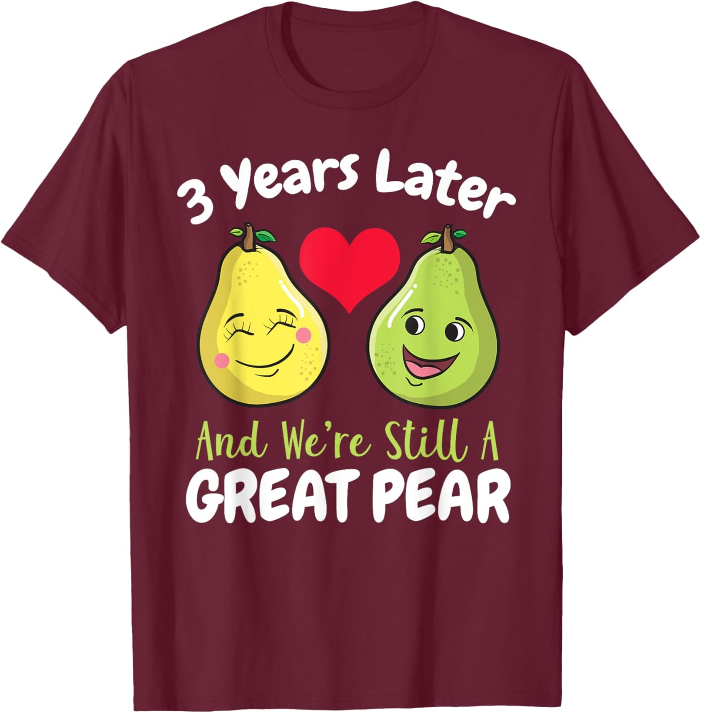 3rd Year Wedding Anniversary Gift Him Couple T-Shirt - T-Shirt | Maroon