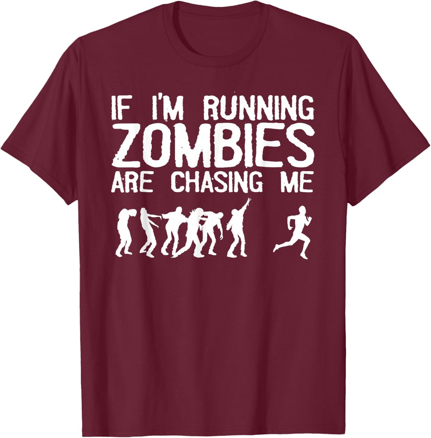 Zombie Running Design Women Halloween Funny Running T-Shirt - T-Shirt | Maroon