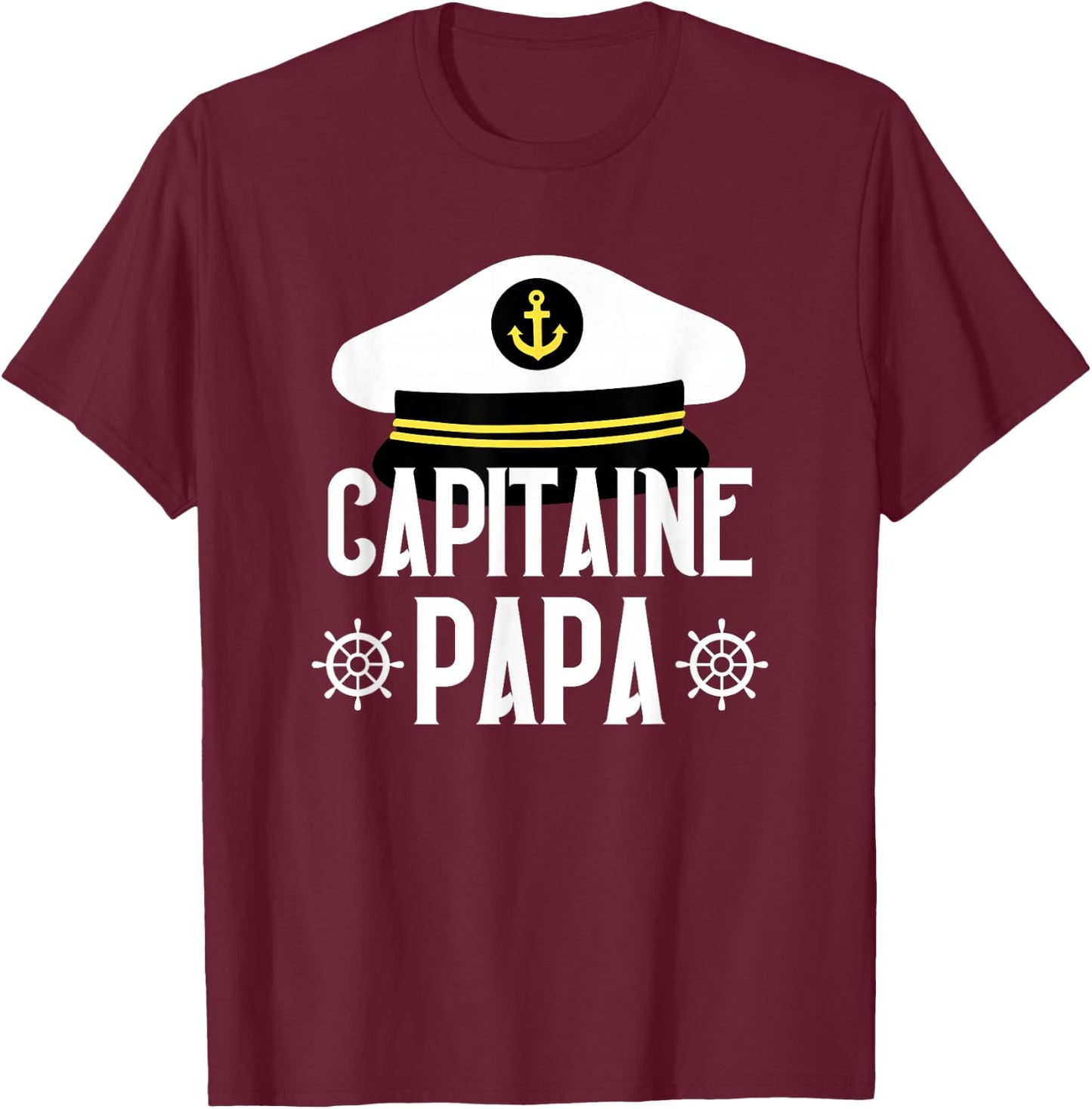 Captain Dad Boat Gift Humor Captain Dad Father , Black, S T-Shirt - T-Shirt | Maroon