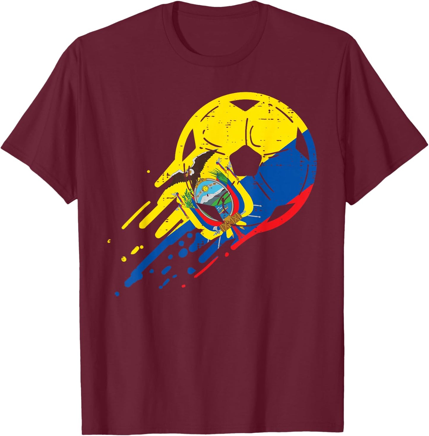Ecuador Flag Ecuadorian Soccer Football Fan Men Women Kids T-Shirt - T-Shirt | Maroon
