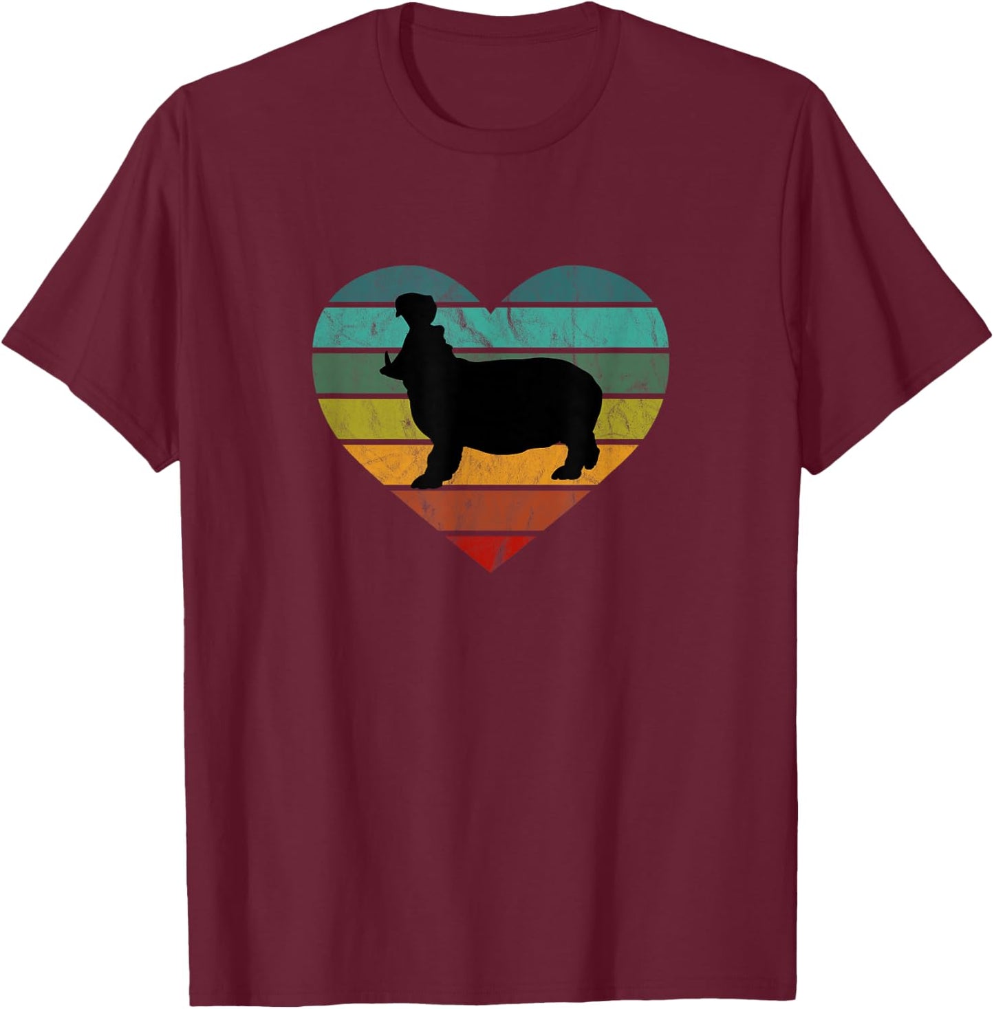 I Love Hippos in Africa Heart Wilderness Safari Hippo T-Shirt - T-Shirt | Maroon