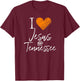 I Love Jesus And Tennessee Shirt Orange Heart Cute Fan Gift T-Shirt - T-Shirt | Maroon