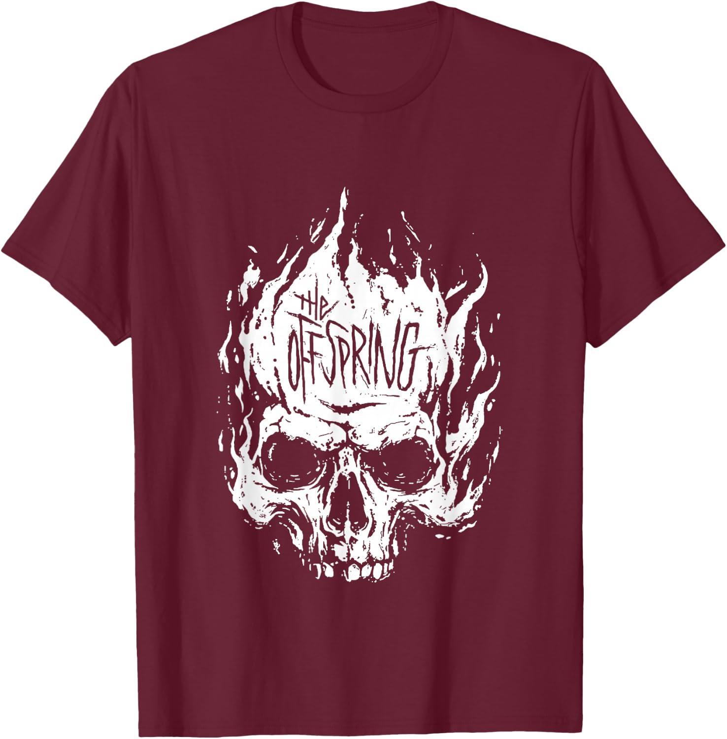 The Offspring Official White Skull Logo , Black T-Shirt - T-Shirt | Maroon