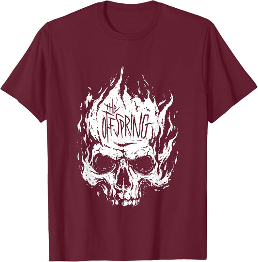The Offspring Official White Skull Logo , Black T-Shirt - T-Shirt | Maroon