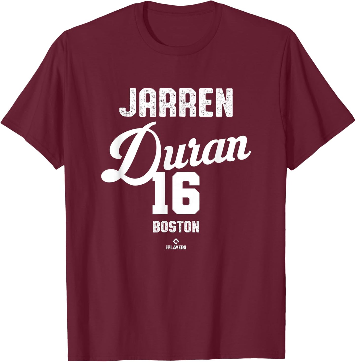 Jarren Duran 16 Boston Baseball Vintage MLBPA T-Shirt - T-Shirt | Maroon