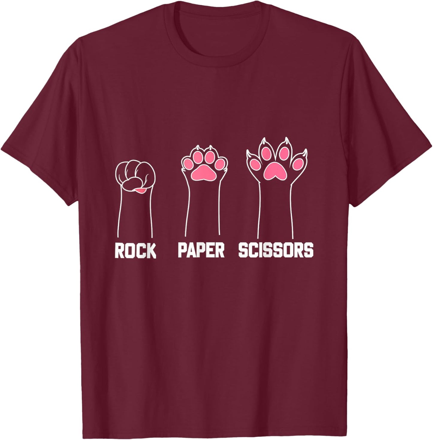 Rock Paper Scissors Cat Paw Game Cute Cat Pets Women T-Shirt - T-Shirt | Maroon