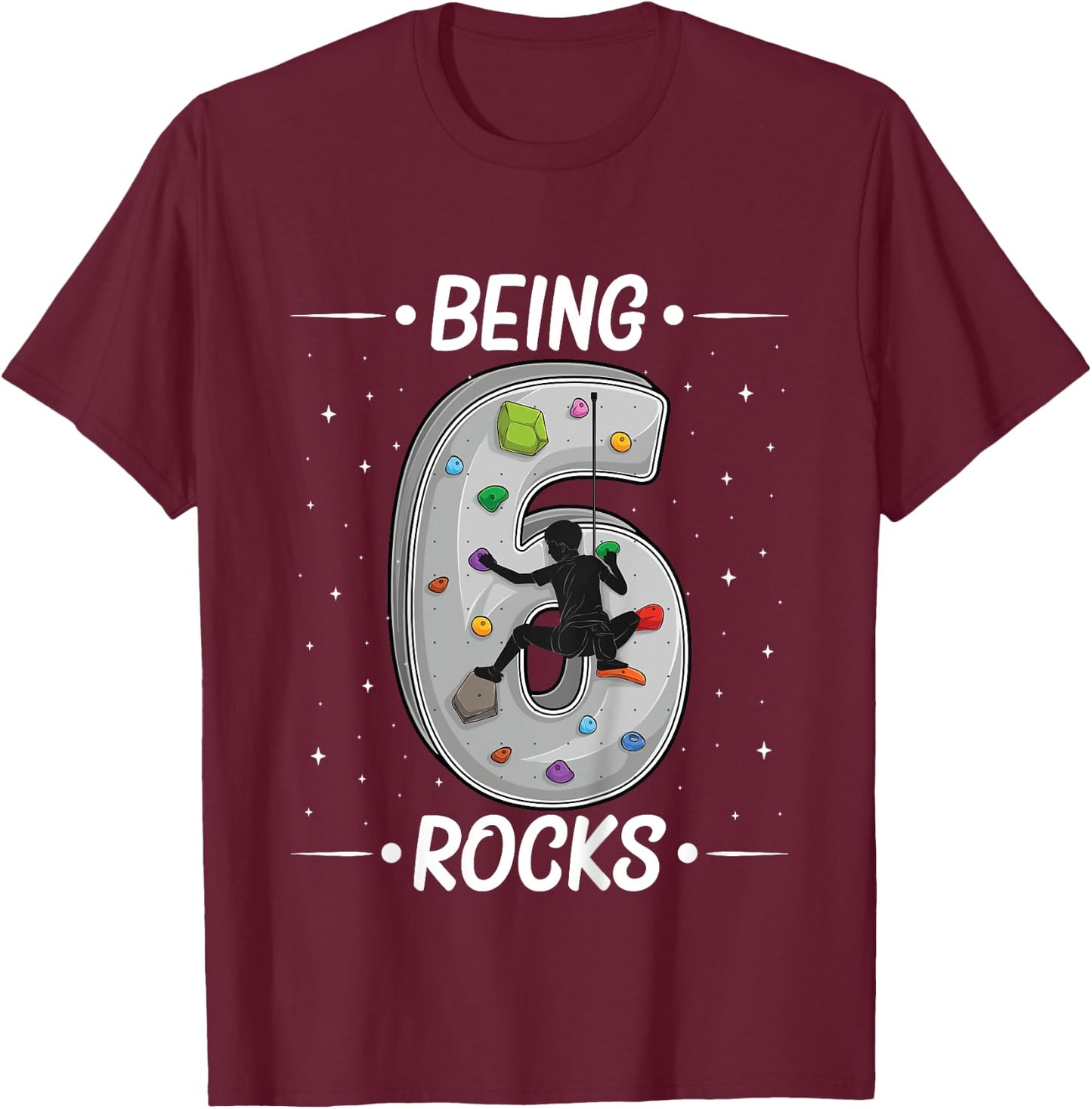 6 year old rock climbing 6th birthday Adventures Climber T-Shirt - T-Shirt | Maroon
