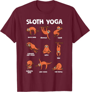 Sloth Yoga Shirt Exercise Stretch Workout Yoga Meditation T-Shirt - T-Shirt | Maroon