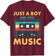 Just A Boy Who Loves Music T-Shirt - T-Shirt | Maroon