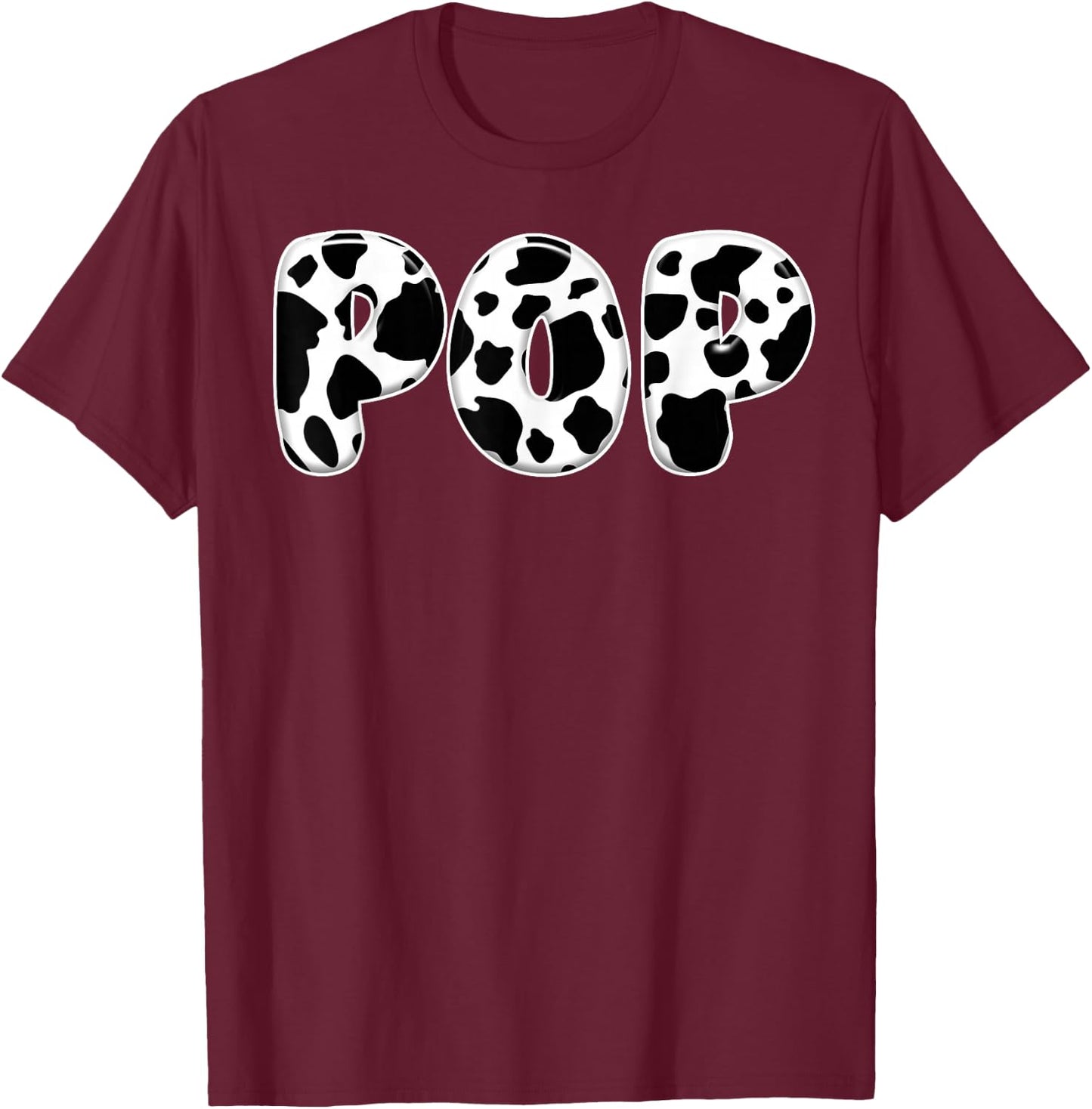 Pop Cow Print Cow Birthday Black White Pattern T-Shirt - T-Shirt | Maroon