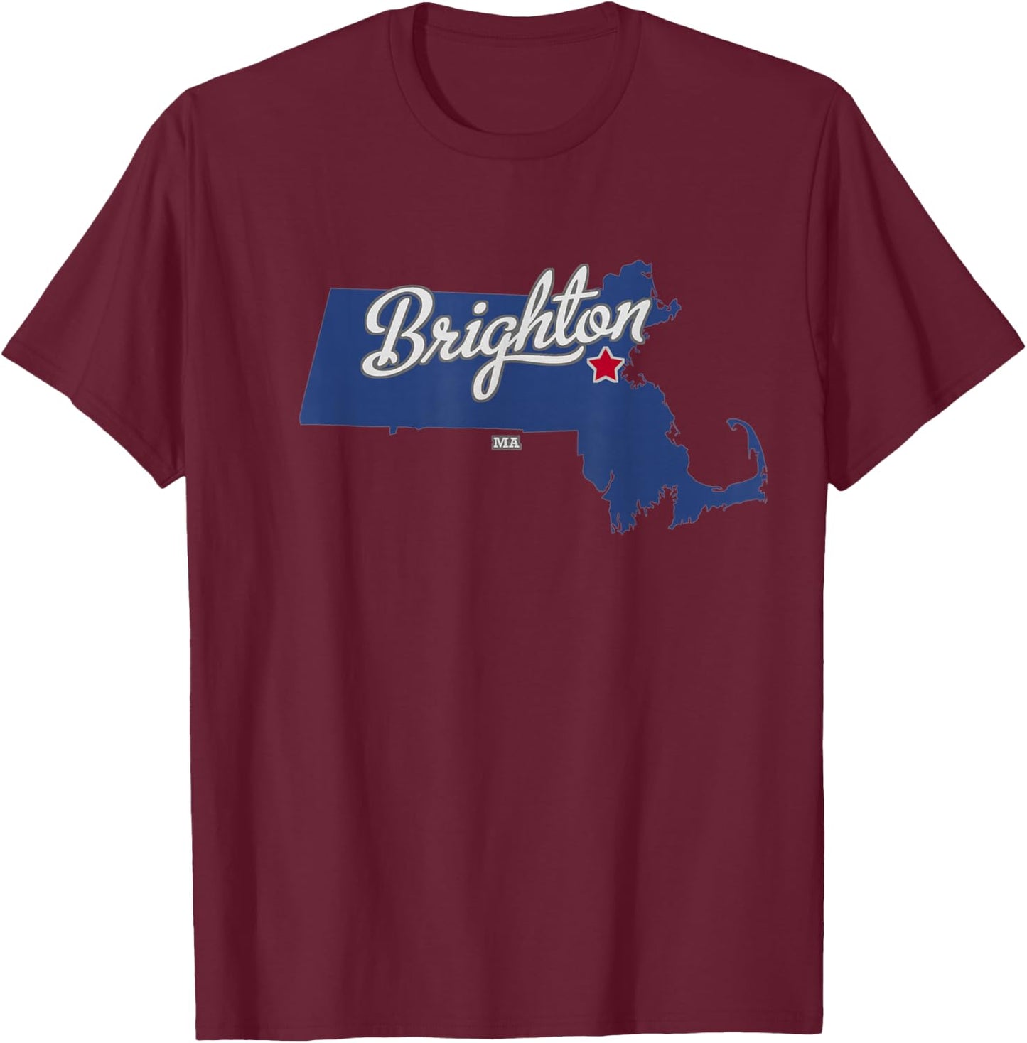 Brighton Massachusetts Boston MA Map T-Shirt - T-Shirt | Maroon