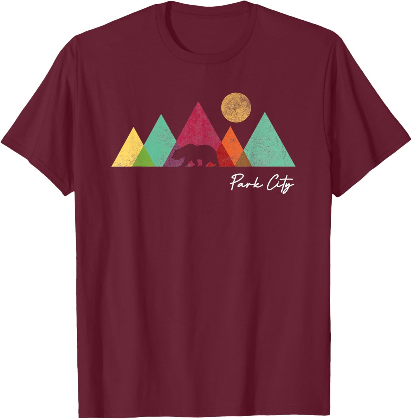 Retro Park City Utah Souvenir Mountain Hiking T-Shirt - T-Shirt | Maroon
