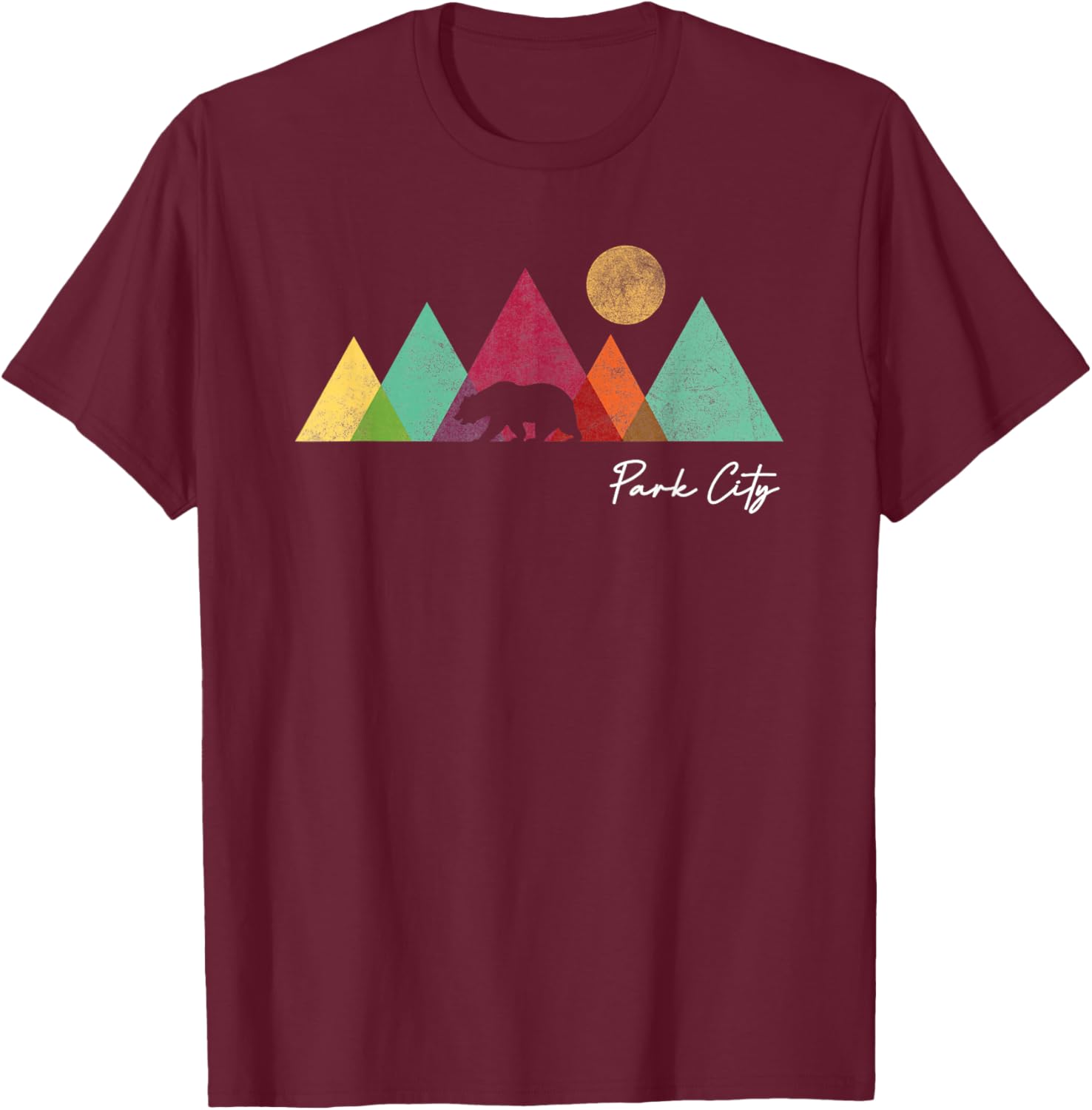 Retro Park City Utah Souvenir Mountain Hiking T-Shirt - T-Shirt | Maroon