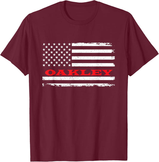 California Flag Oakley USA Patriotic Souvenir , black T-Shirt - T-Shirt | Maroon