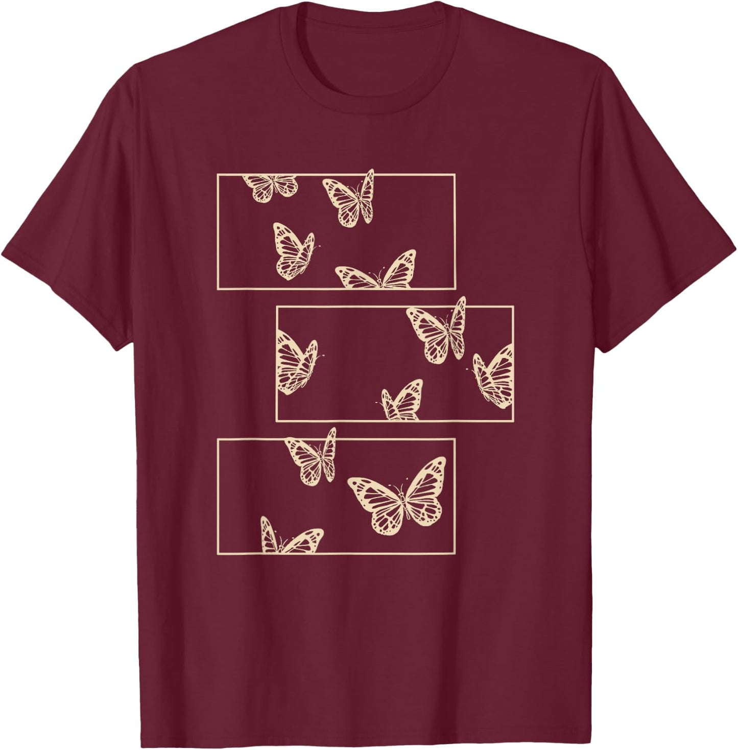 Fairy Grunge Fairycore Aesthetic Clothes Women Men Brown Butterfly T-Shirt - T-Shirt | Maroon