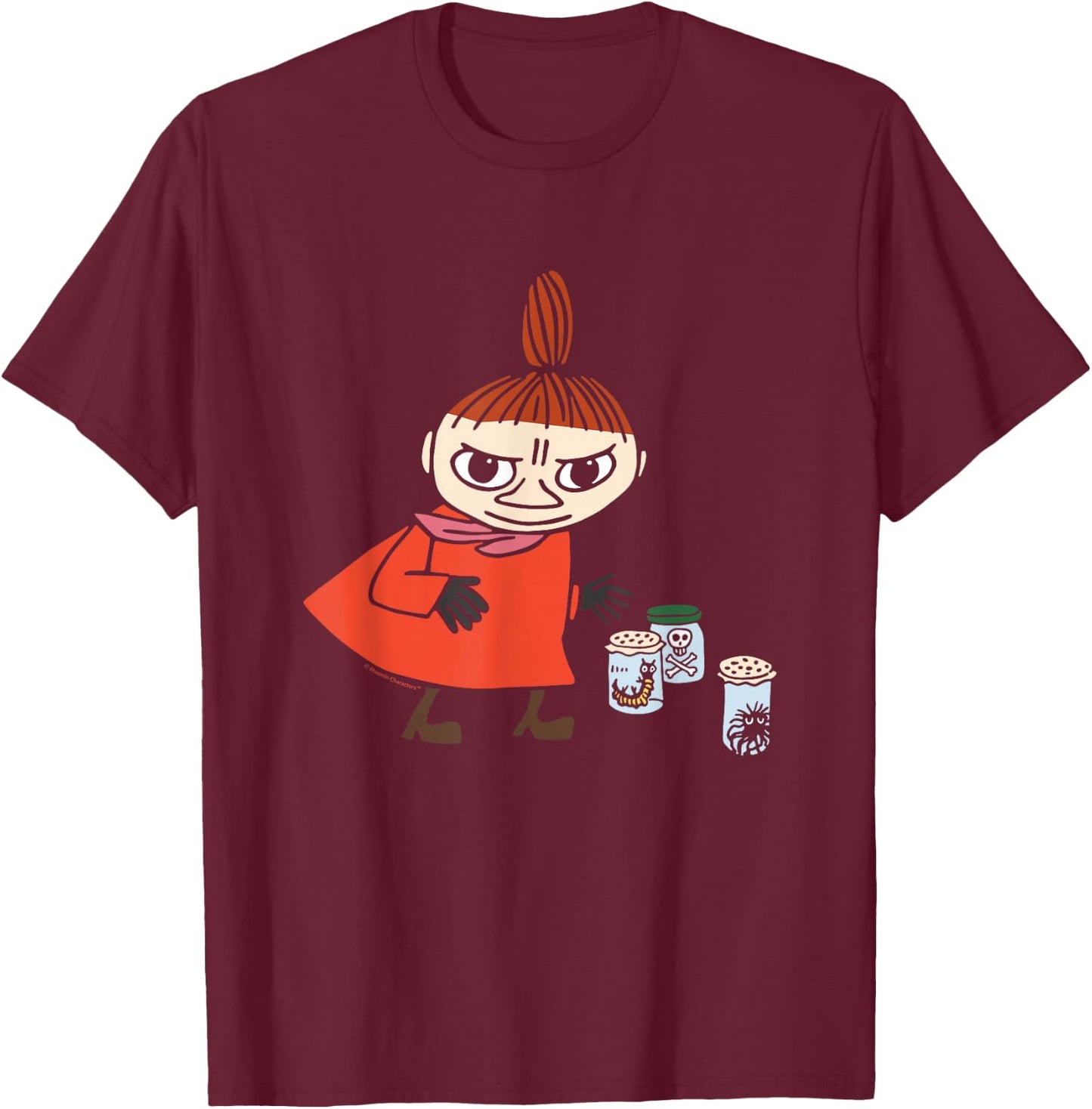 Moomin Little My Playing With Creepy Crawlies Spooky , black T-Shirt - T-Shirt | Maroon