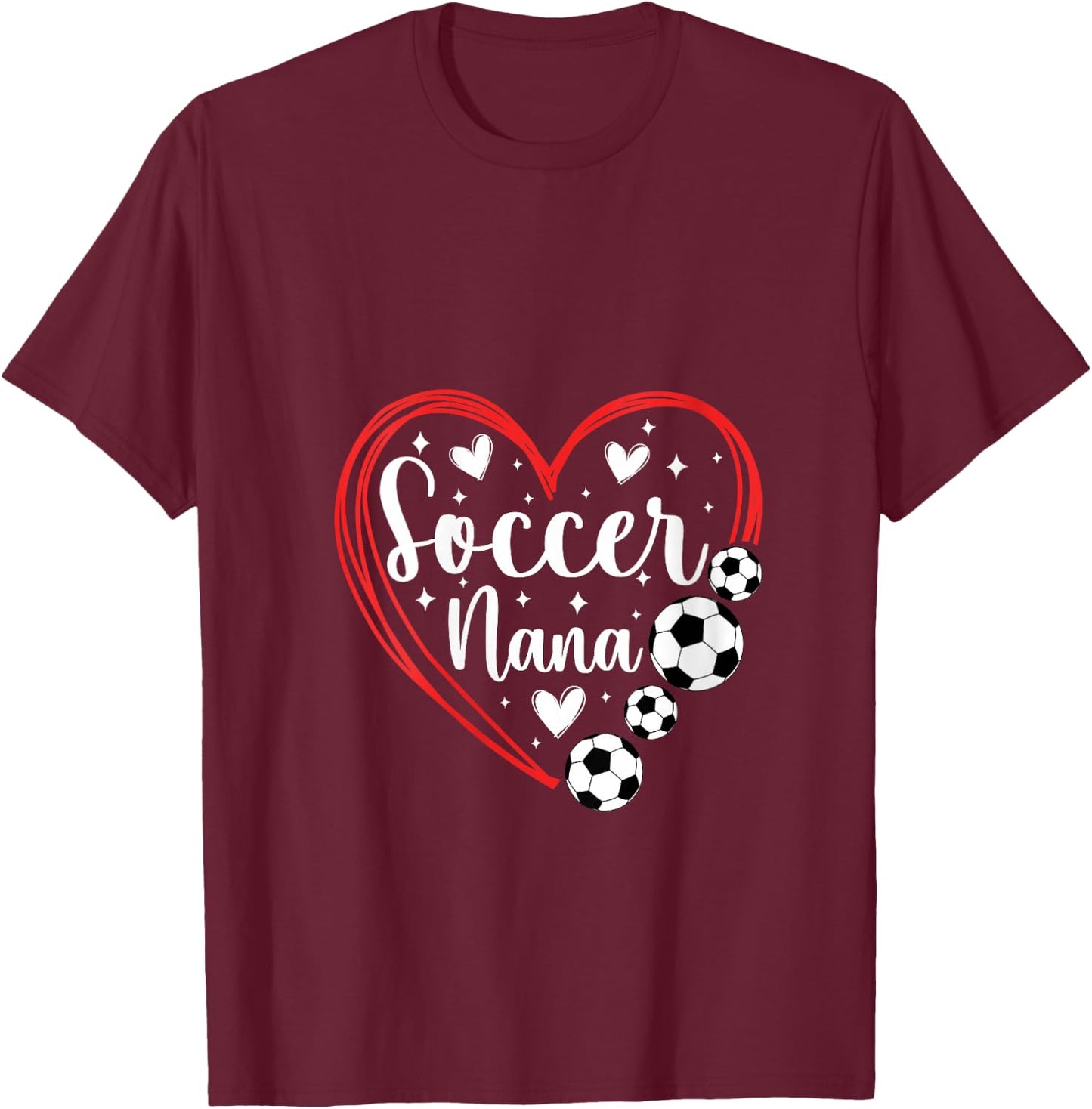 Soccer Nana Grandma Heart Nana Of A Soccer Player Nana V-Neck T-Shirt - T-Shirt | Maroon