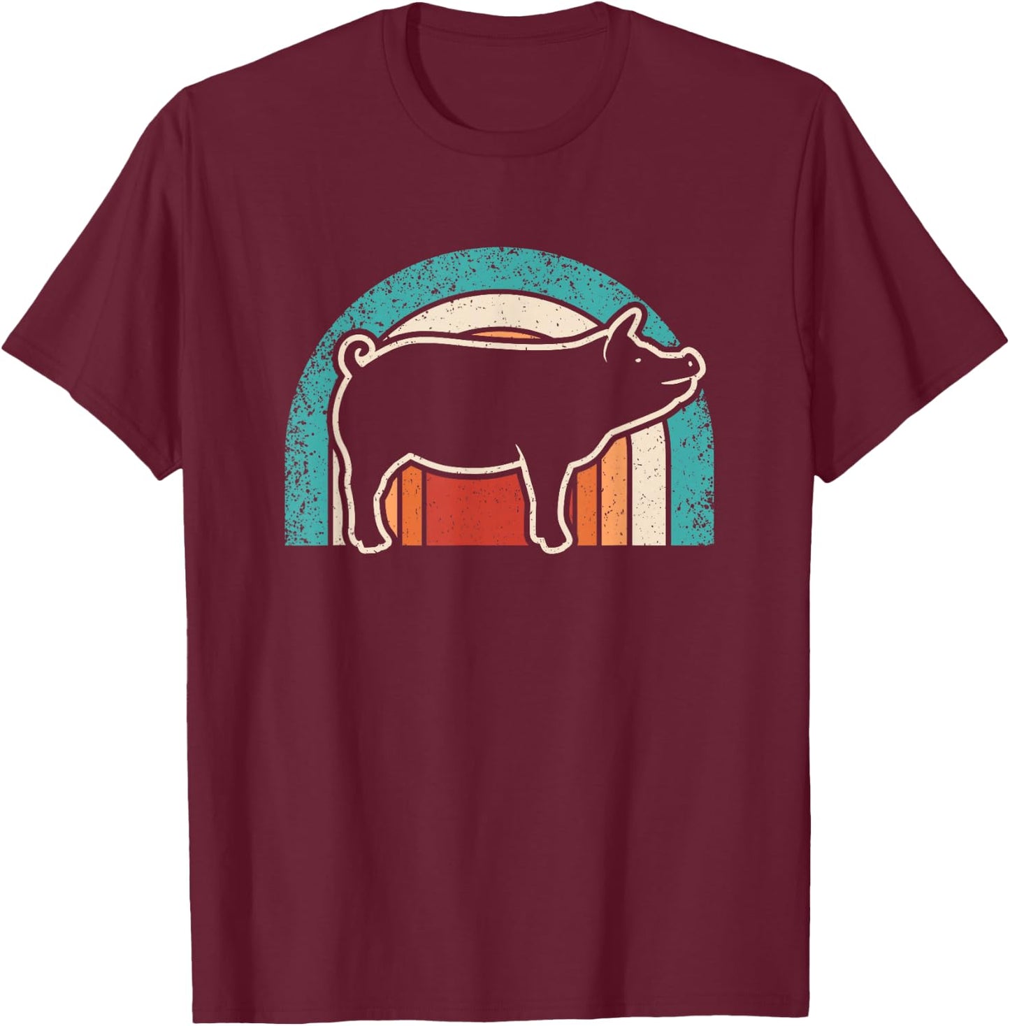 Retro Pig Lover Farmer Farming Men Women Kids T-Shirt - T-Shirt | Maroon