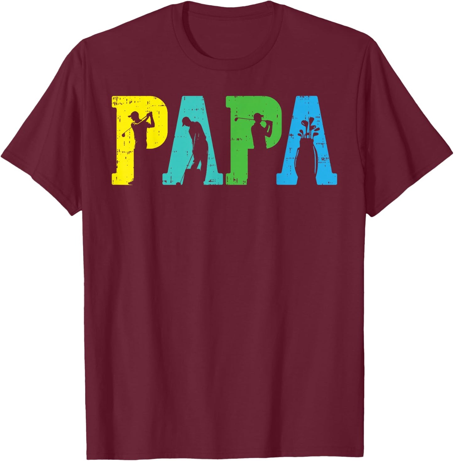Fathers Day Grandpa Papa Golf Grandfather Granddad Golfer T-Shirt - T-Shirt | Maroon