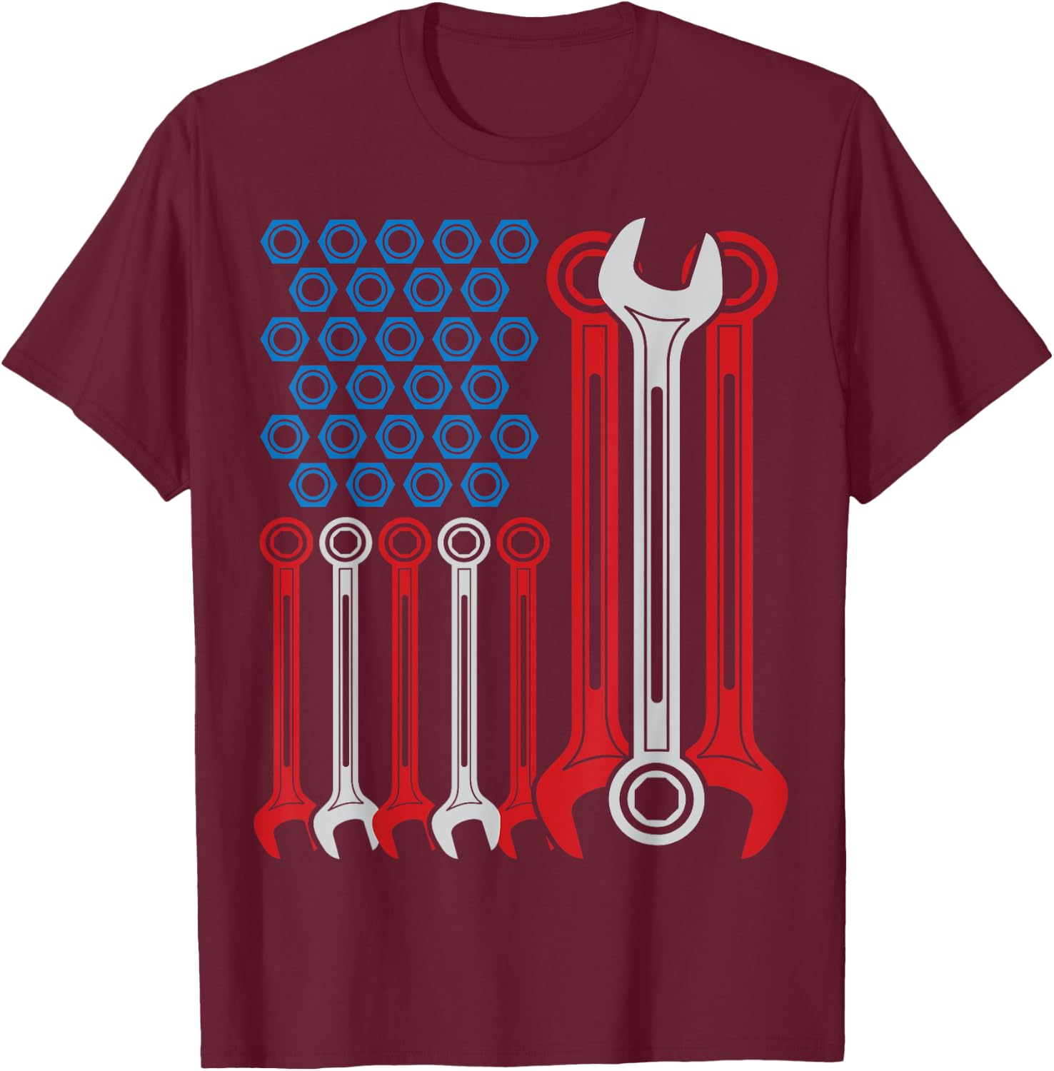 Mechanic T Shirt - Patriotic Mechanic USA American Flag Kids Men T-Shirt - T-Shirt | Maroon