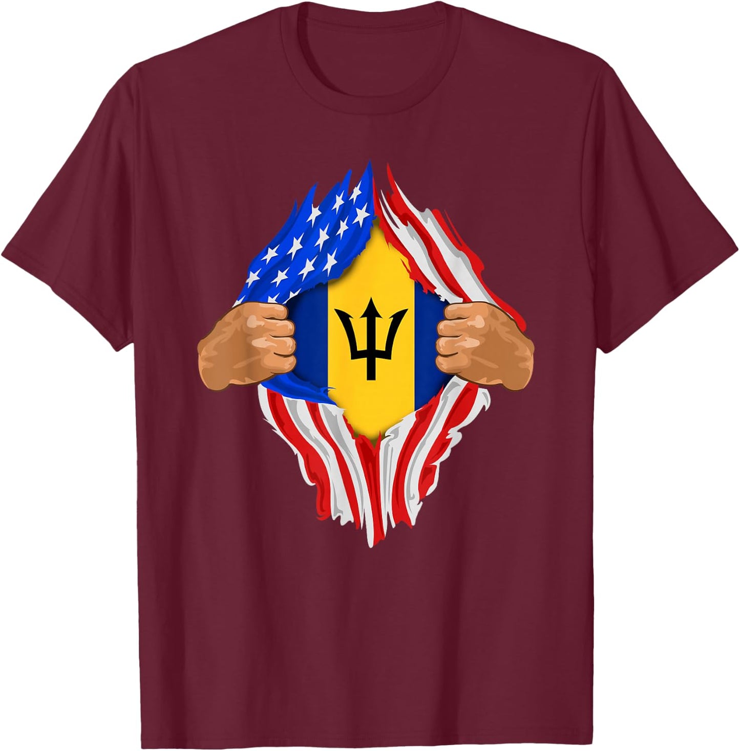 Barbadian Blood Inside Me | Barbados Flag Gift T-Shirt - T-Shirt | Maroon
