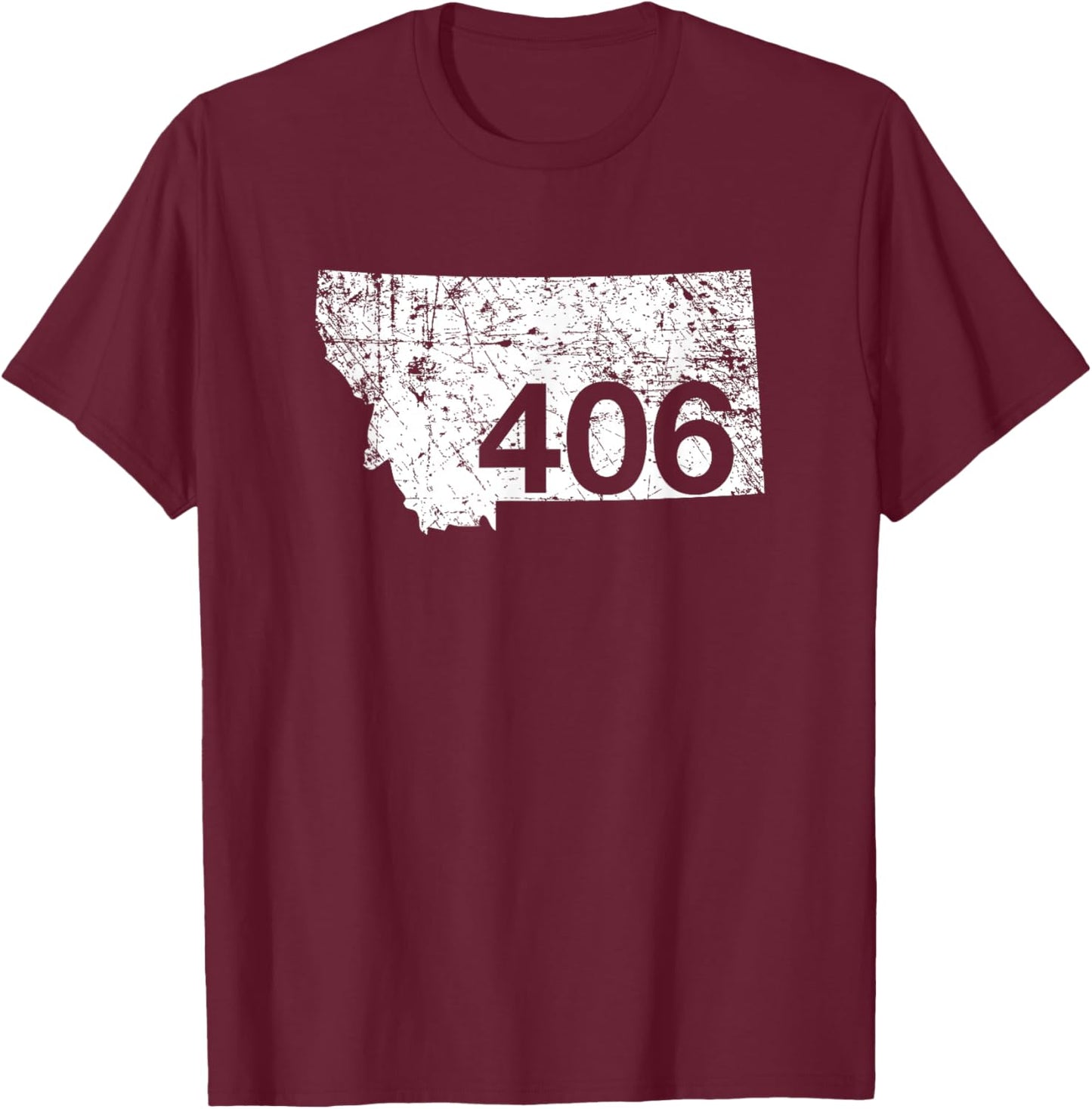 Montana Area Code 406 Cute Hometown Souvenir Gift State T-Shirt - T-Shirt | Maroon