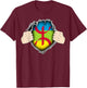 Super Amazigh Berber Flag Rif Moroccan Algerian Patterns , Black, S T-Shirt - T-Shirt | Maroon