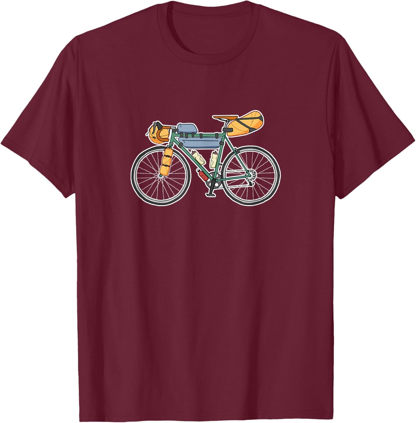Bikepacking Bike - Gravel Bicycle T-Shirt - T-Shirt | Maroon