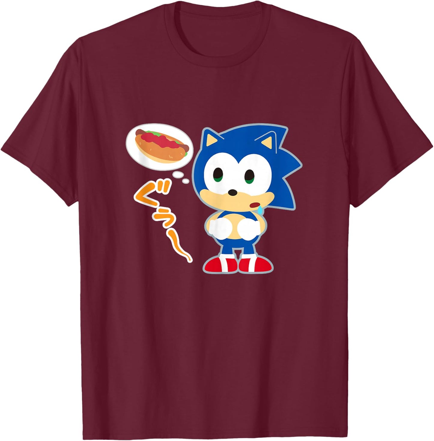 Sonic & Friends Sonic Chili Dog Thoughts T-Shirt - T-Shirt | Maroon