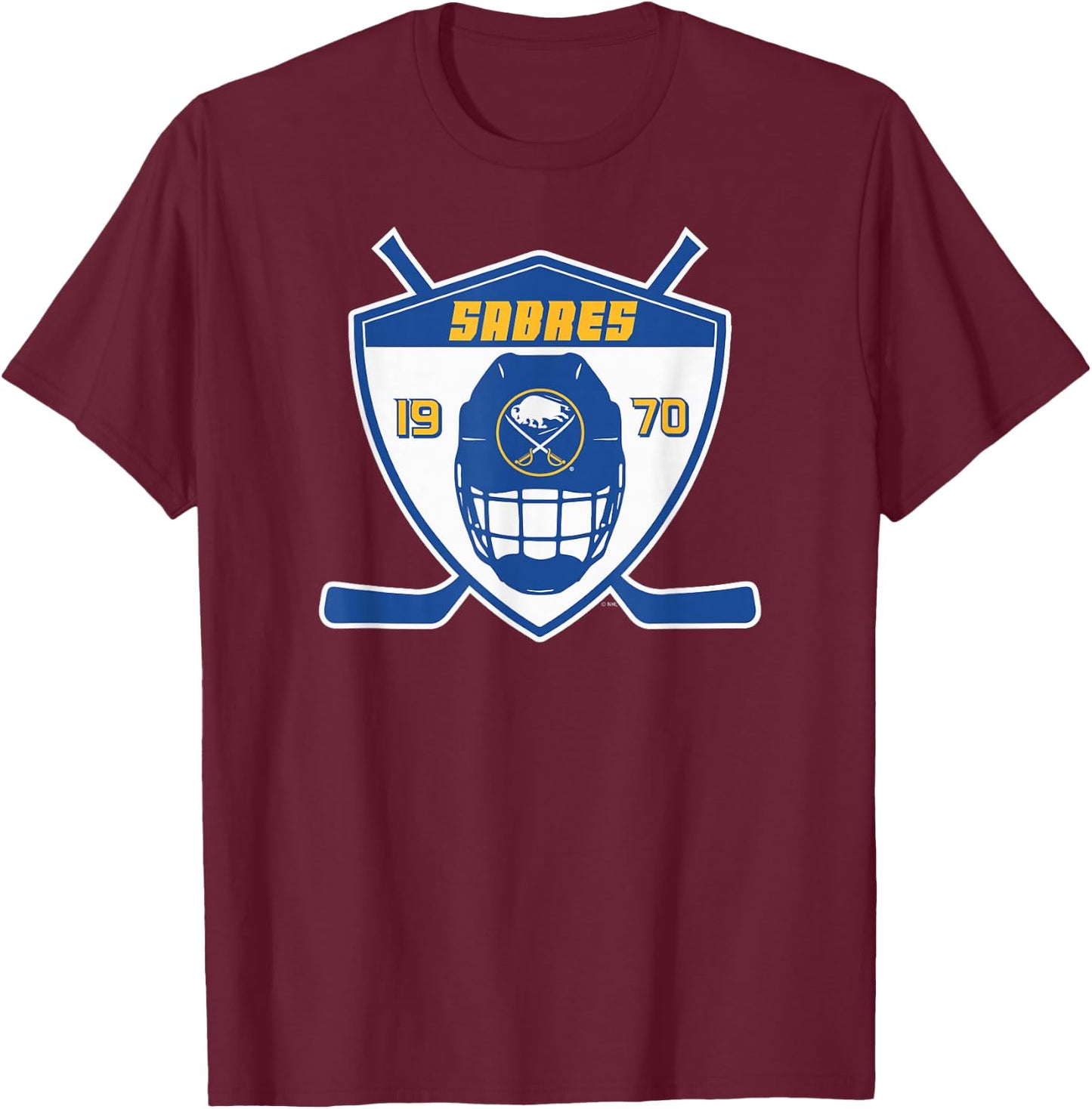 Buffalo Sabres Shield Black Officially Licensed T-Shirt - T-Shirt | Maroon