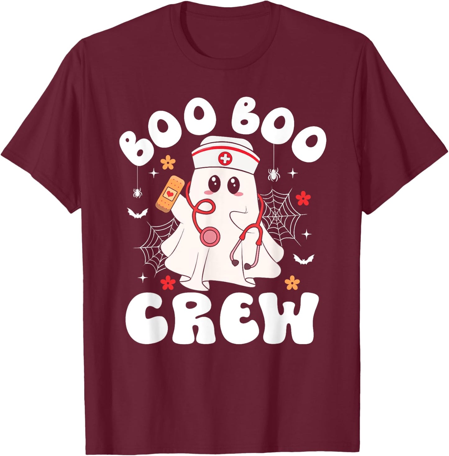 Nurse Halloween Shirts Boo Boo Crew Ghost Nurse T-Shirt - T-Shirt | Maroon