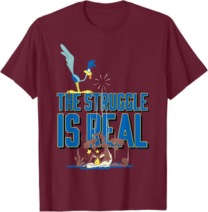 Looney Tunes Roadrunner the Struggle is Real T-Shirt - T-Shirt | Maroon