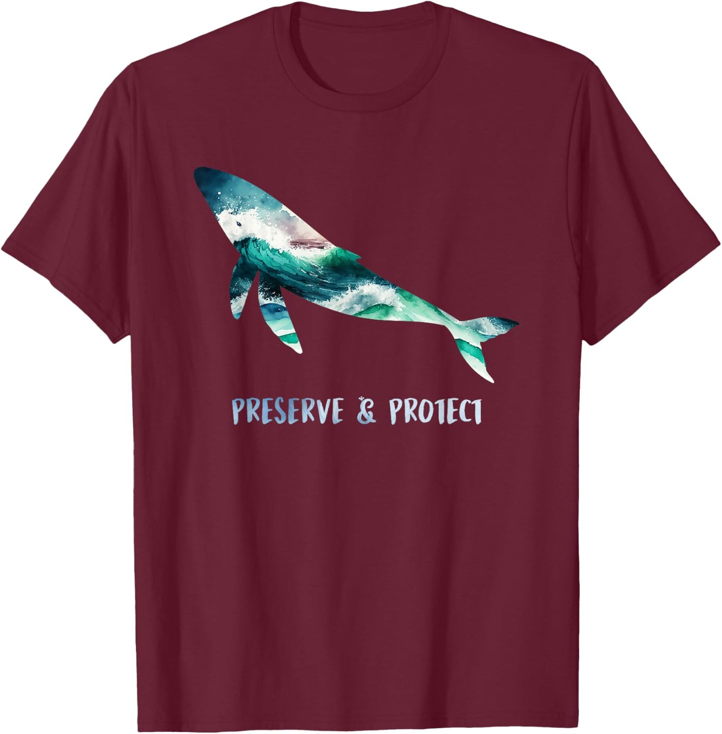Save the Whales Species Protection and Animal Welfare Awareness T-Shirt - T-Shirt | Maroon