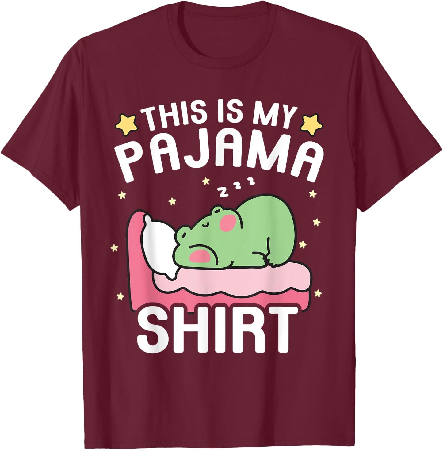 Cute PJ Teen Boys Girls PJs Funny Frog PJs This Is My Pajama T-Shirt - T-Shirt | Maroon