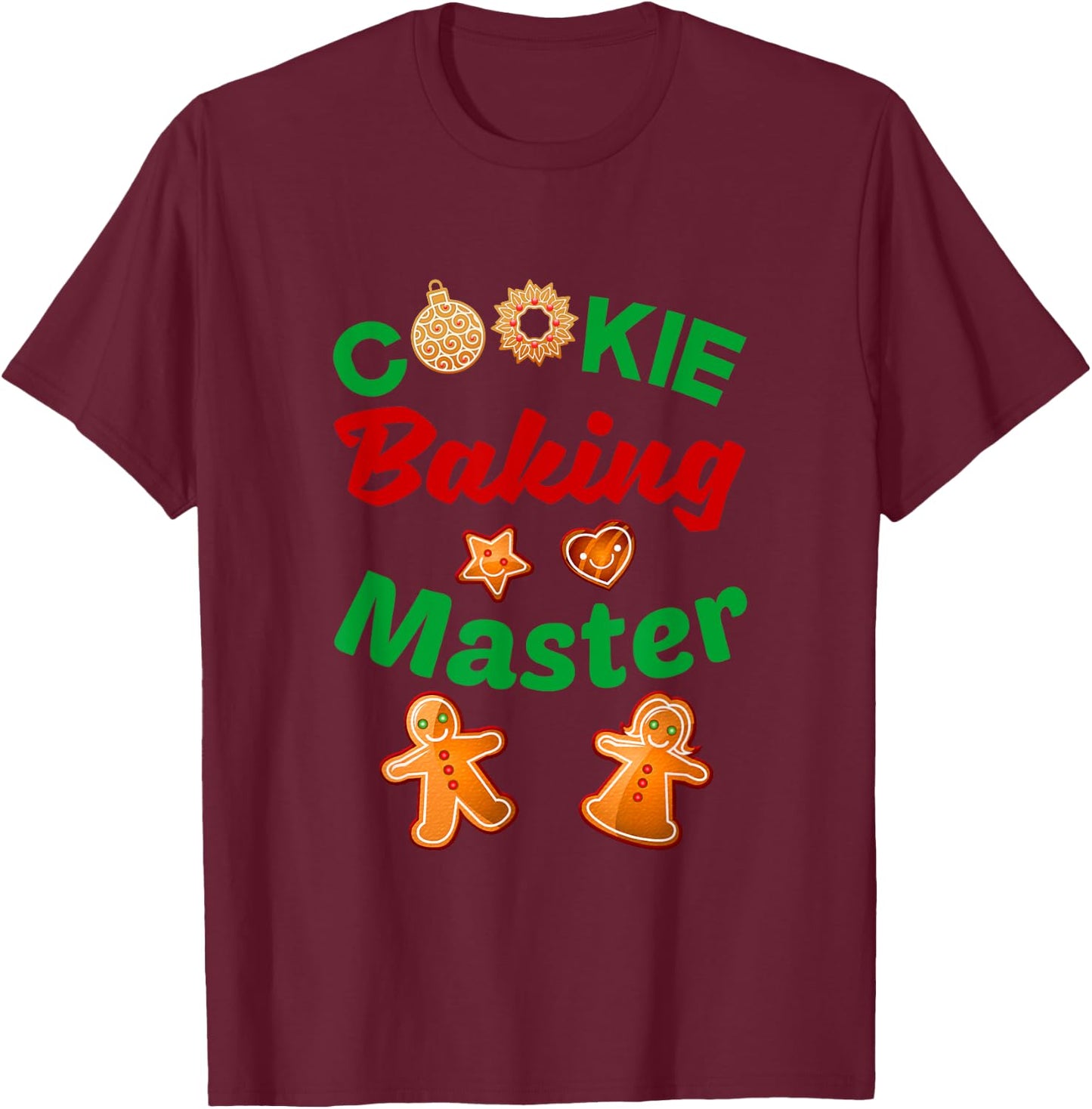 Christmas Funny Cookie Baking Master Crew Team Shirt T-Shirt - T-Shirt | Maroon