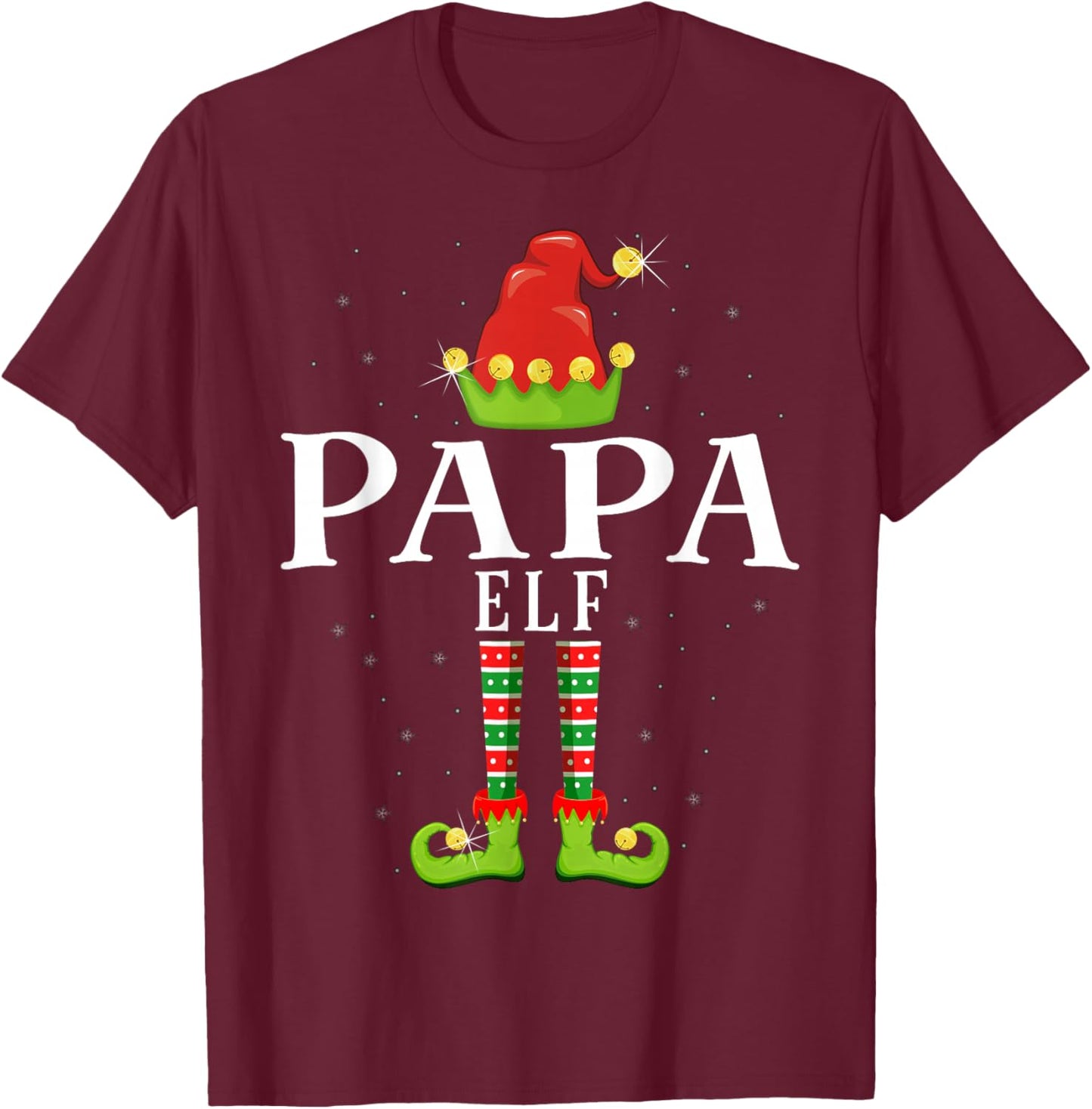 Papa Elf Christmas Matching Xmas Pajama T-Shirt - T-Shirt | Maroon
